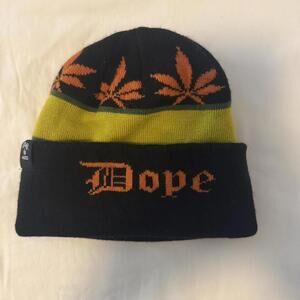 AllStuff 420 Dope Knit Beanie Hat with Cannabis Leaf Design